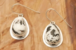 Sterling Silver White Buffalo Turquoise Navajo Earrings